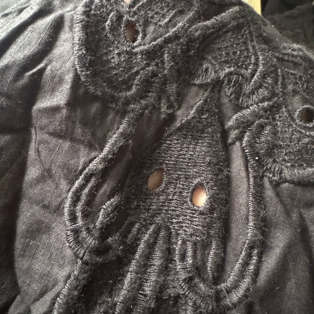 Anthropologie Let Me Be Lace Peplum Tank Elegant Black Women Top - Picture 8 of 11